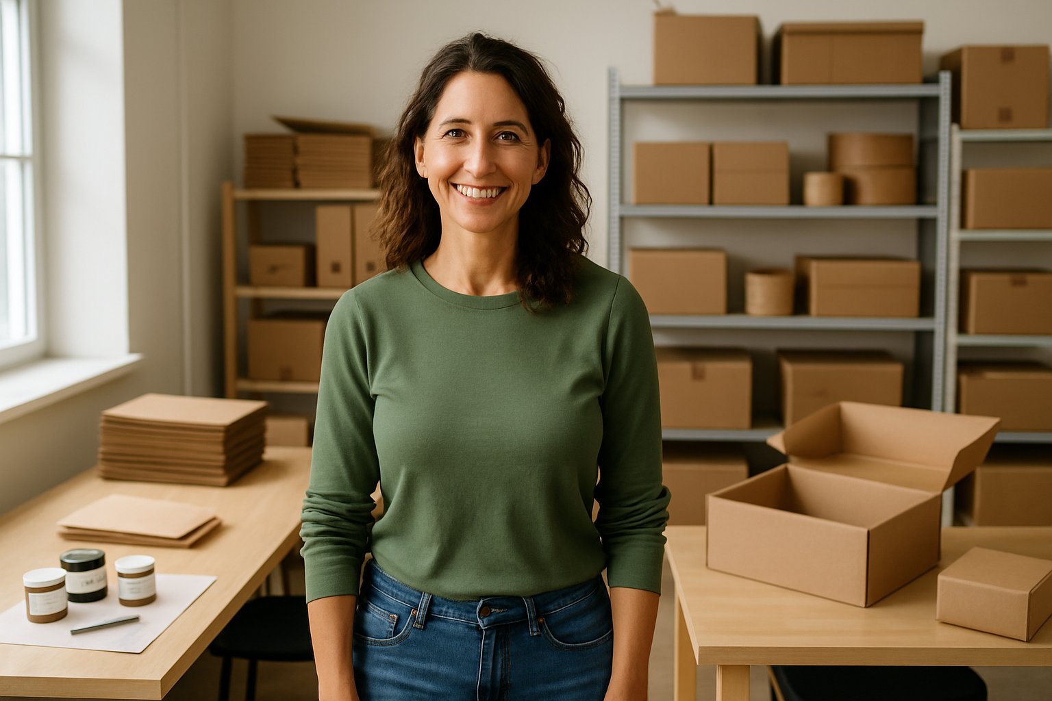 Prepared small business owner running a sustainable business