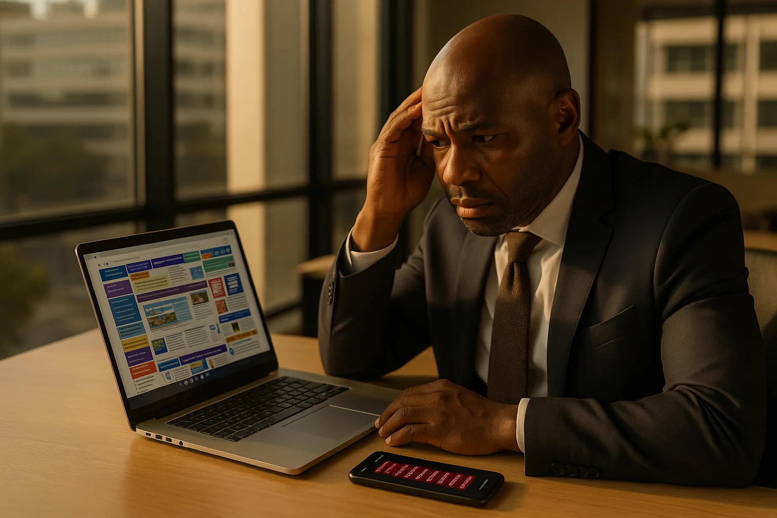 Why Your Website Is Costing You Clients  -  business owner with missed calls and underperforming site